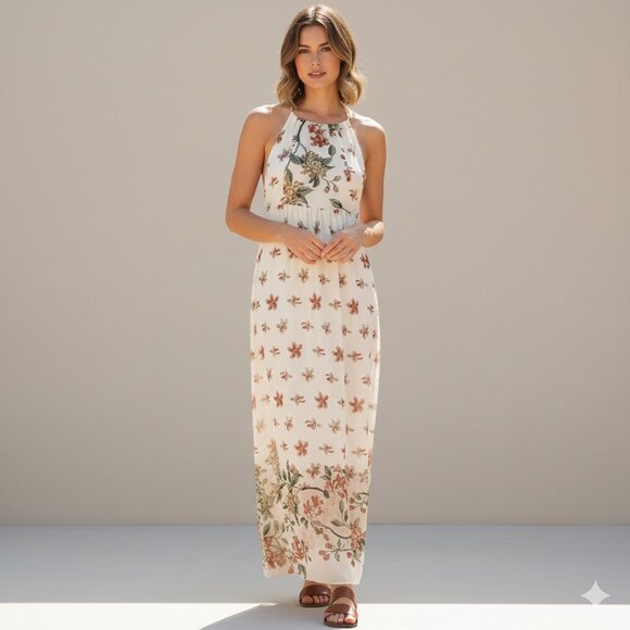 BCBGeneration Floral Maxi Dress open back Long Size Small - Picture 1 of 16